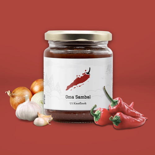 Sambal ui knoflook vooraanzicht rood